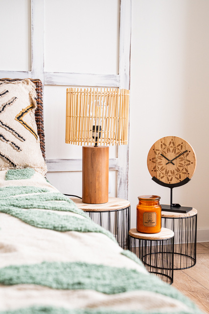 Lampă de masă cu bază din lemn Davys, 48 cm