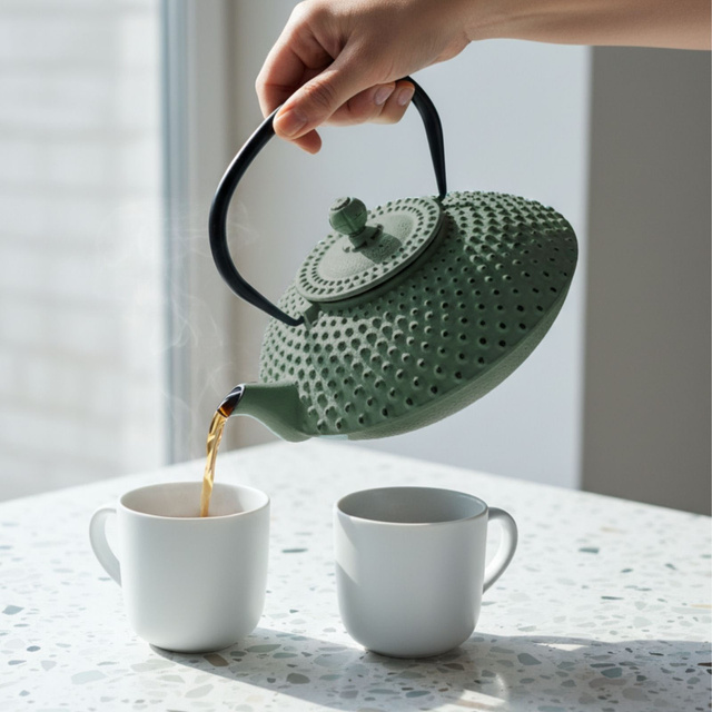 Ceainic din fontă cu infuzor MIKA, 1250 ml, verde deschis