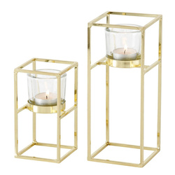 Set 2 suporturi pentru lumanare, auriu