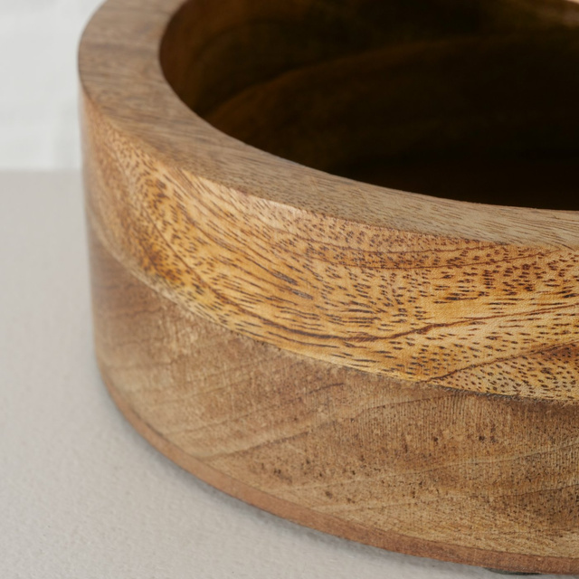 Cutie rotunda Kabir, lemn de mango, 19 cm