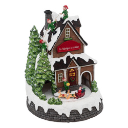 Figurina decoratiune mobila de Craciun, fabrica de cadouri, 20 x 25,5 cm