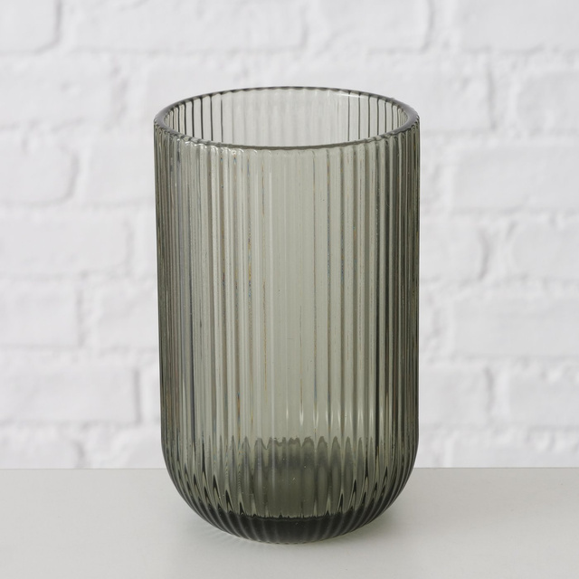 Pahar pentru apa Rigano, sticla canelata, 320 ml, gri