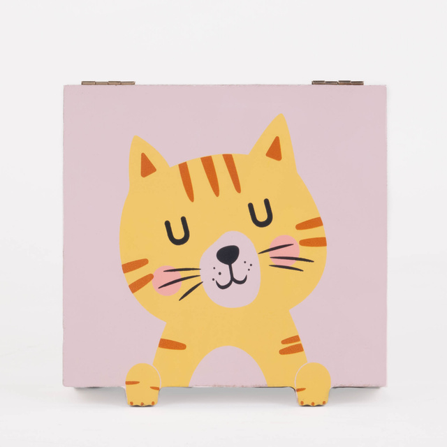 Cutiță pentru comori de copii, Animaluțe cu lăbuțe, 15 x 15 x 7 cm