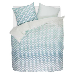 Lenjerie decorativă din satin de bumbac cu modele în culoarea turcoaz, Esprit, 200 x 220 cm