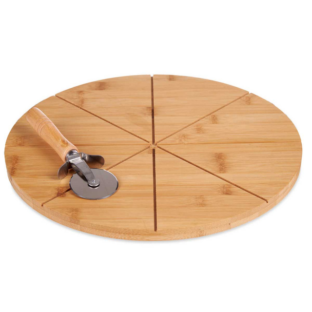 Blat pizza, bambus, Ø 35 cm + cutit