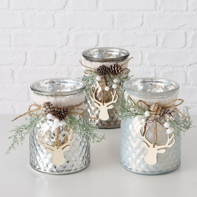 Candelabru borcan cu aranjament WILKA, înălțime 16 cm