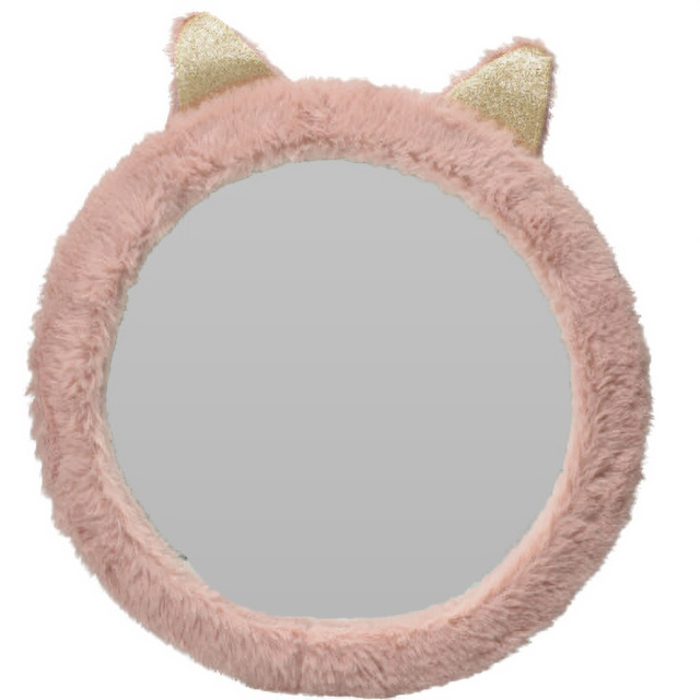 Oglindă pentru camera copilului, pisicuță din pluș cu urechi, Ø 31 cm