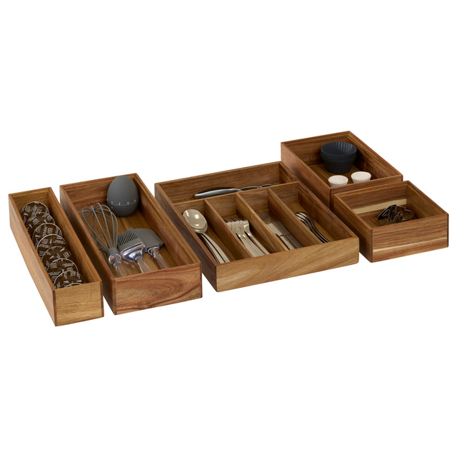 Organizerul pătrat din lemn TIDY SMART, 15 x 15 x 7 cm