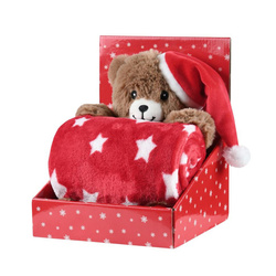 Pătură din pluș cu ursuleț LUCIEN, 100 × 75 cm