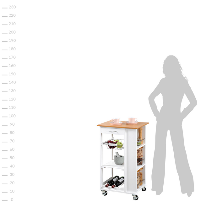 Cărucior de bucătărie, 3 niveluri, alb, KESPER