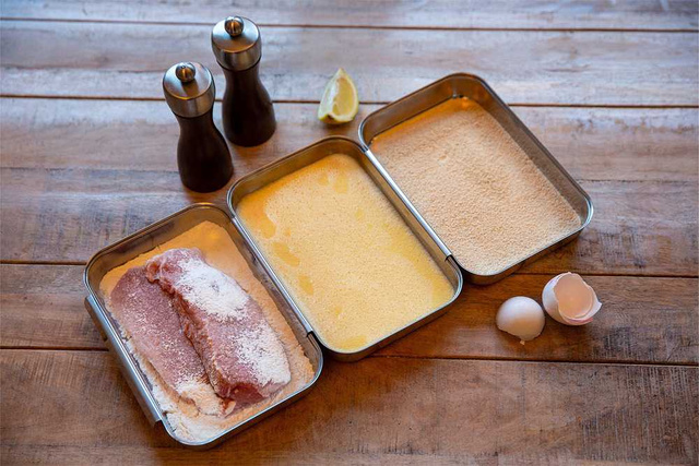 Set 3 tavi servire/preparare, Inox, 22x16x3 cm