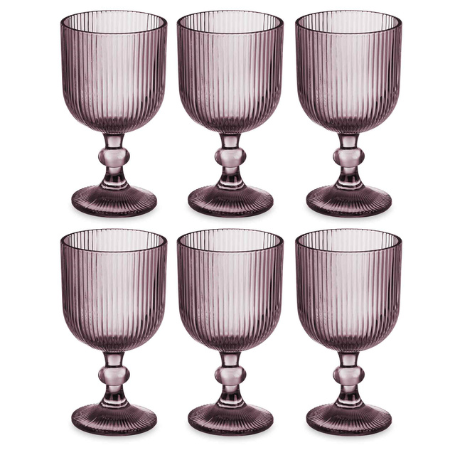 Set pahare pentru apa si vin LINES din sticla canelata, 6 bucati, 370 ml