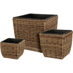 Ghivece de flori impletite de diferite dimensiuni, 3 buc