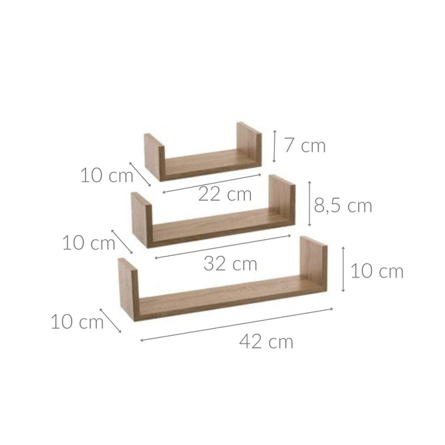 Set rafturi decorative, 3 buc, maro inchis