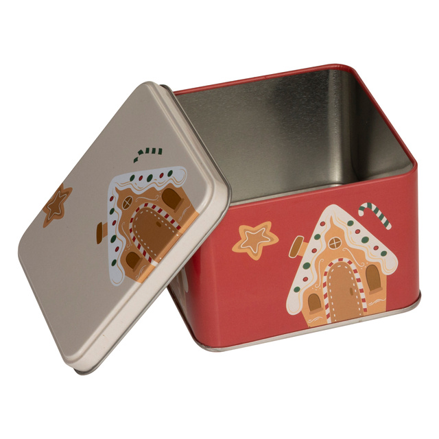 Containere metalice pentru biscuiți, 3 bucăți, roșu