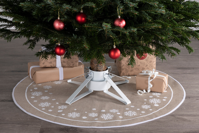 Suport metalic pentru brad cu recipient pentru apă de 0,9 l, alb