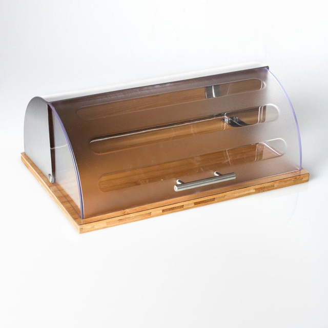 Cos servire pentru paine, Secret de Gourmet, 37x27x15 cm, Lemn, Maro/Transparent