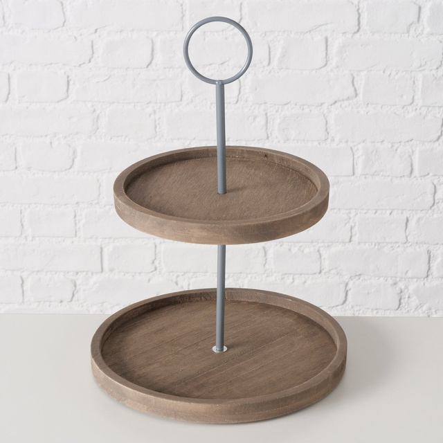 Platou decorativ din lemn Samina, doua nivele, inaltime 35 cm