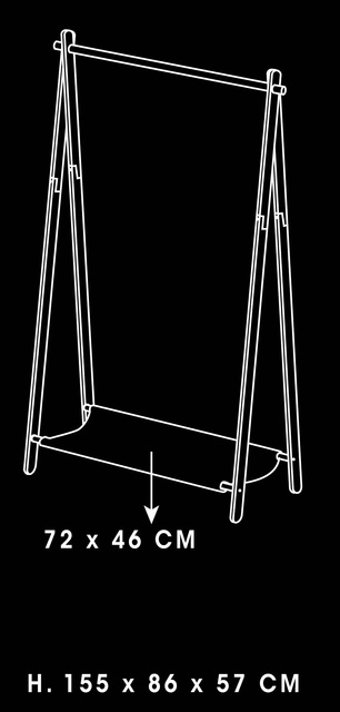 Suport pentru haine din bambus + raft textil, 86 x 57 x 155 cm