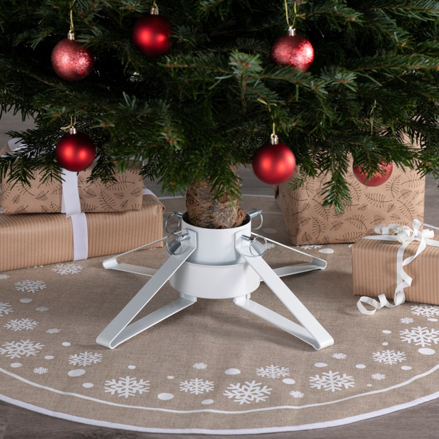 Suport metalic pentru brad cu recipient pentru apă de 0,9 l, alb