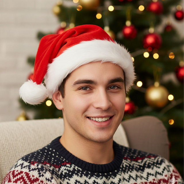 Căciulă de Moș Crăciun cu blăniță