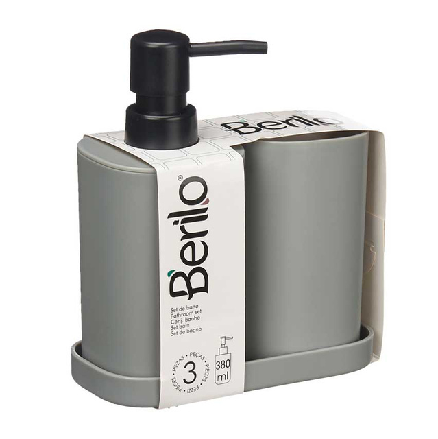 Distribuitor de sapun lichid cu pahar pentru perie si suport, plastic, 3 elemente