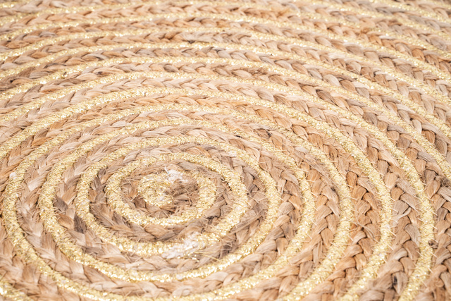 Covor decorativ din iută, Ø 80 cm, rotund cu franjuri