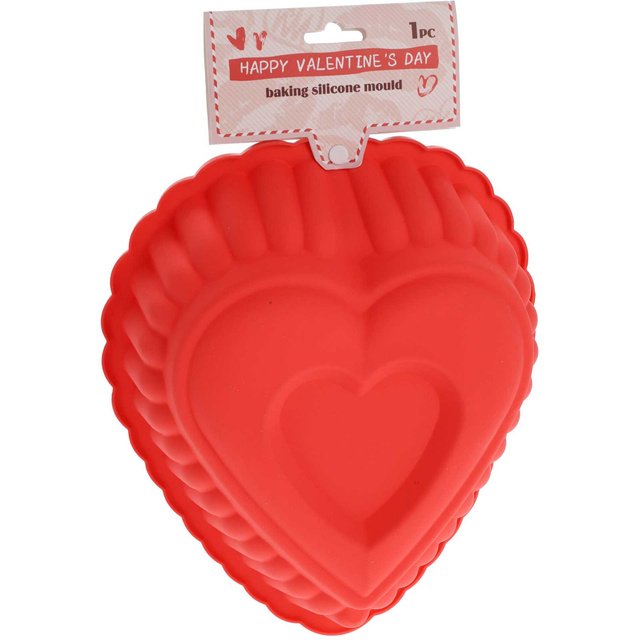 Tava de copt din silicon in forma de inima, 25 x 16 x 7 cm