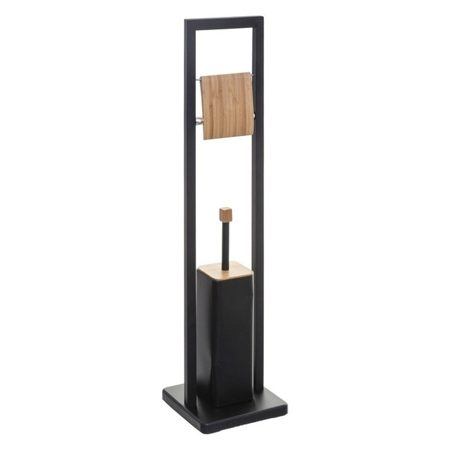 Perie de toaletă cu suport pentru hârtie igienică NATURELO, 2in1, negru