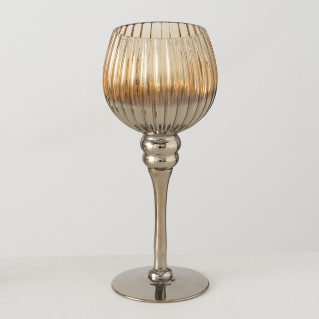 Candelabre din sticlă, cupe înalte, diferite înălțimi, 3 bucăți