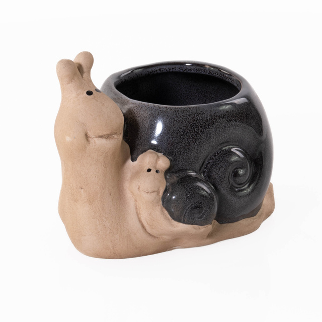 Ghiveci de gradina din portelan, melc, 15 x 11 cm