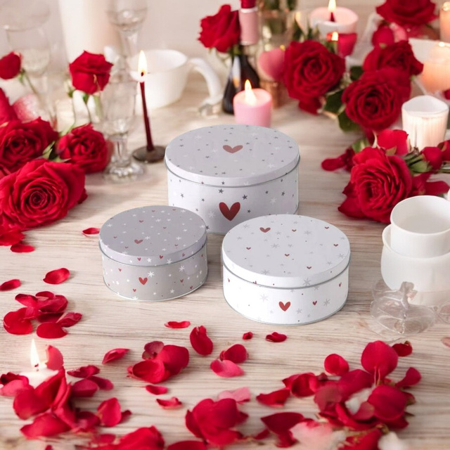 Set de trei cutii de depozitare ANELLA, Ø 14-20 cm