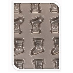 Tava de copt de Craciun, non-stick, in forma de sosete de Craciun, 35 x 26 cm