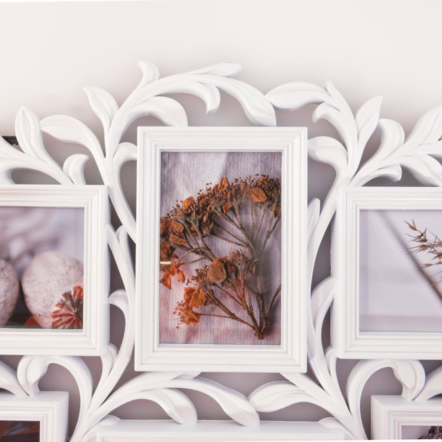 Cadru foto în formă de copac pentru 9 fotografii, Alb, 60x53x1,8 cm, Atmosphera