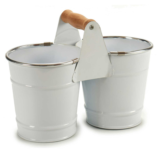 Ghiveci pentru ierburi pentru bucatarie, dublu, tabla, alba