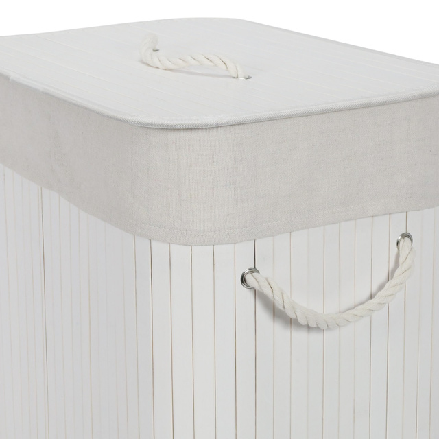 Coș de rufe alb din bambus, 72 l