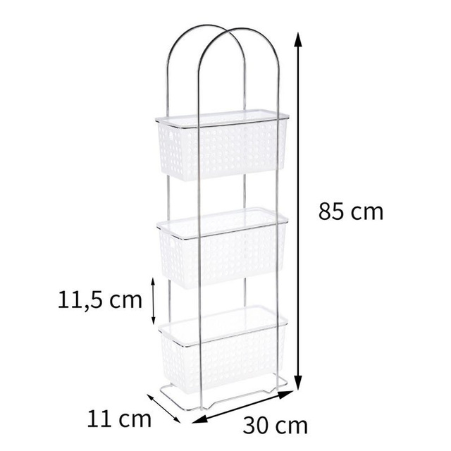 Raft pentru depozitare cu 3 niveluri, Alb, 84x28x14,5 cm, Five