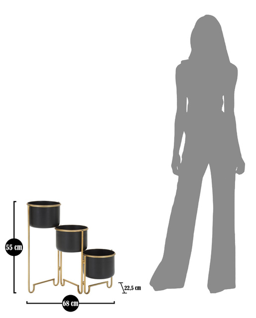 Ghivece de flori metalice pe suport pliabil, inaltime 55 cm