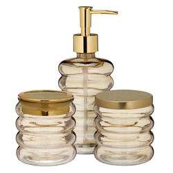 Set de baie HUM, dozator din sticlă, cană, recipient, 3 elemente, piersică