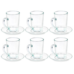 Pahare cappuccino din sticla cu farfurioare, 6 bucati, 200 ml