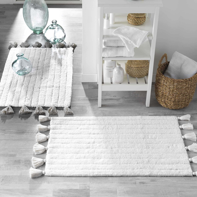 Covor de baie MINATIS, 100% bumbac, cu franjuri, 50 x 80 cm