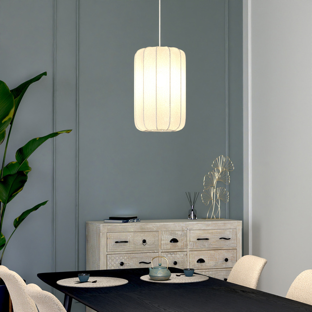 Lampă de tavan TOBIE cu abajur din bumbac, Ø 25 cm