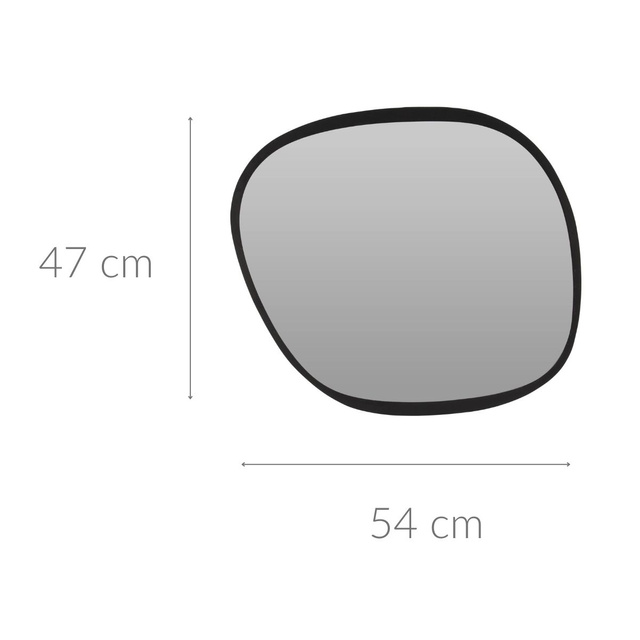 Oglinda in forma organica, rama neagra, 54 x 47 cm