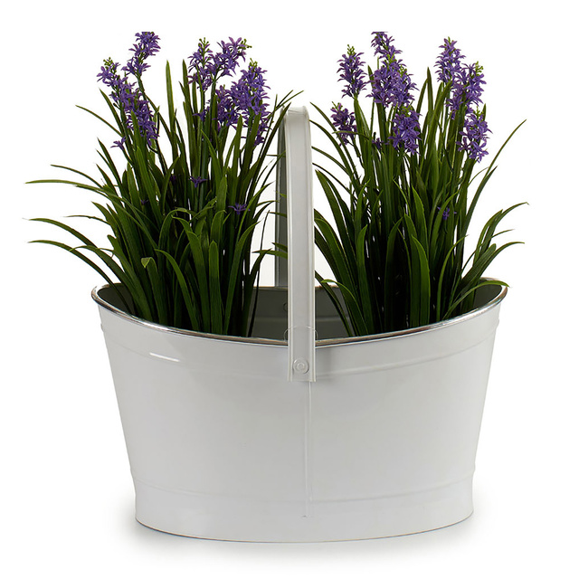 Ghiveci din zinc, alb, 35,7 x 21,5 x 35 cm