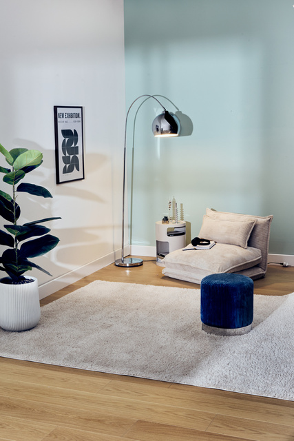 Lampa de podea arcuită FLORIS, metalică, argintie, 177 cm