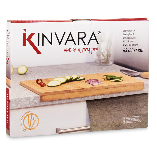 Tocator din bambus cu margine pentru blat, 43 x 33 x 4,3 cm