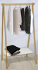 Suport pentru haine din bambus + raft textil, 86 x 57 x 155 cm