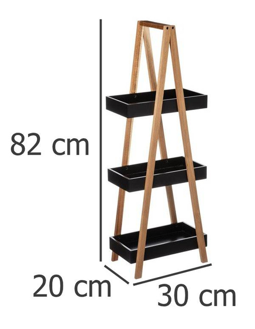 Etajera baie 3 niveluri din bambus, Negru, 5five Simple Smart