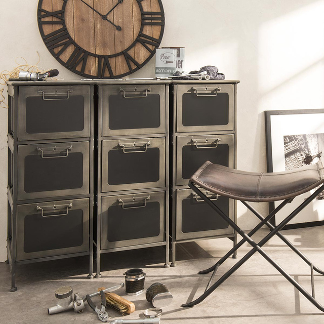 Comodă industrială DISTRICT, metal, 3 niveluri