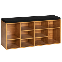 Dulap pentru pantofi cu scaun negru din stofă LOFT, maro, Wenko